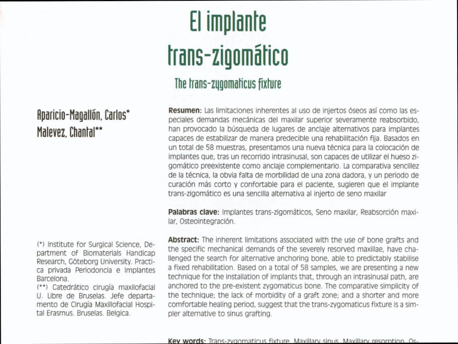 1999 El Implante Transzigomatico