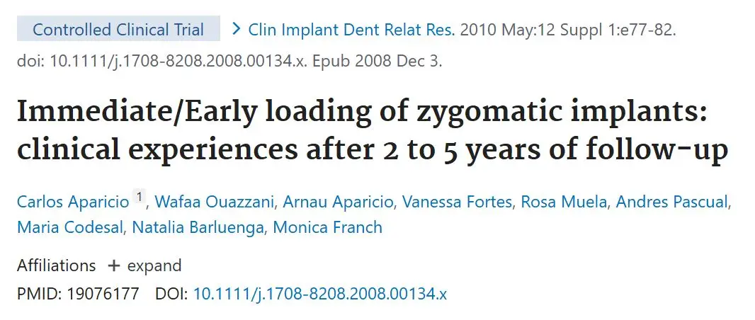 Immediate/Early loading of zygomatic implants: clinical experiences after 2 to 5 years of follow-up